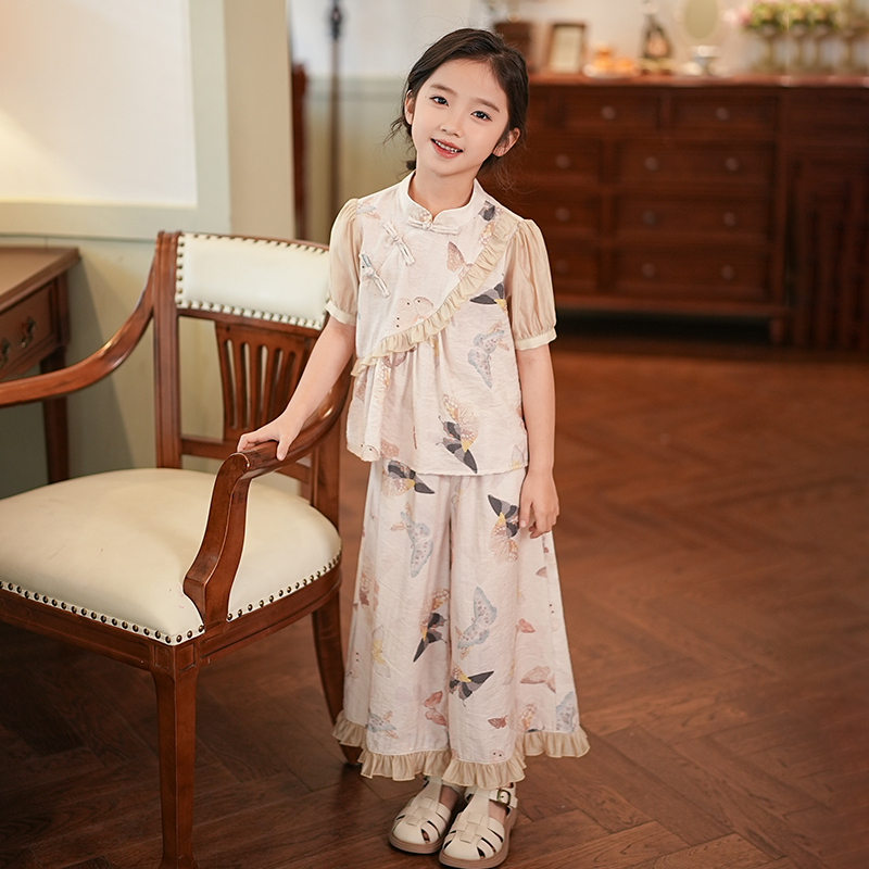 吉米家族【夏日冰莓】女童套装国风新中式汉服复古两件套儿童装