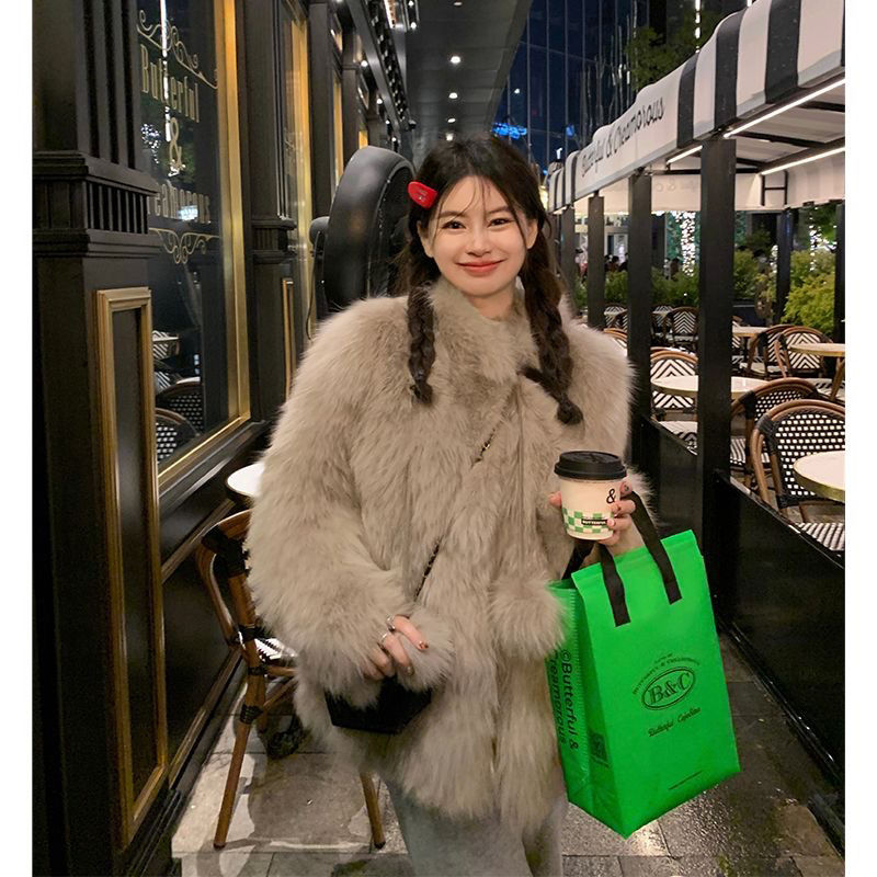 2023新款秋冬季年轻仿真进口托卡狐狸毛皮草外套女冬显瘦大衣