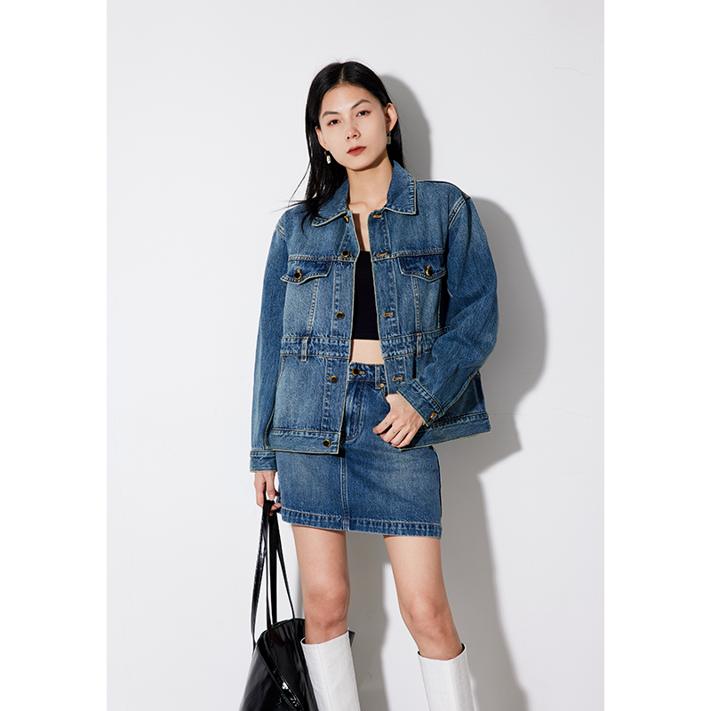 RUGOSAM「套装系列」复古长袖女短款上衣短裙RB0284