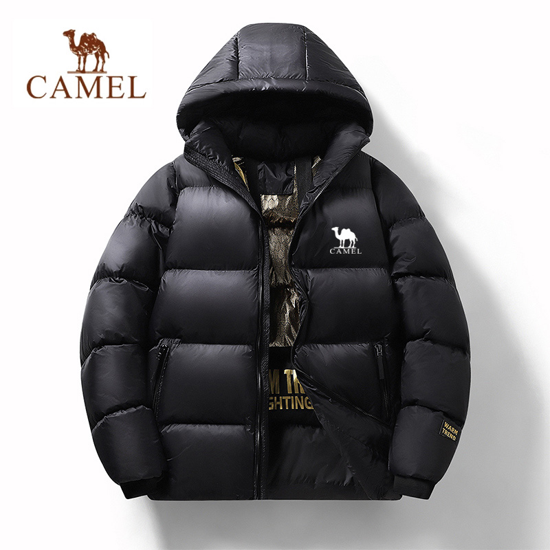 骆驼棉服男冬季加厚保暖黑金棉服潮流百搭棉袄户外连帽时尚棉衣女