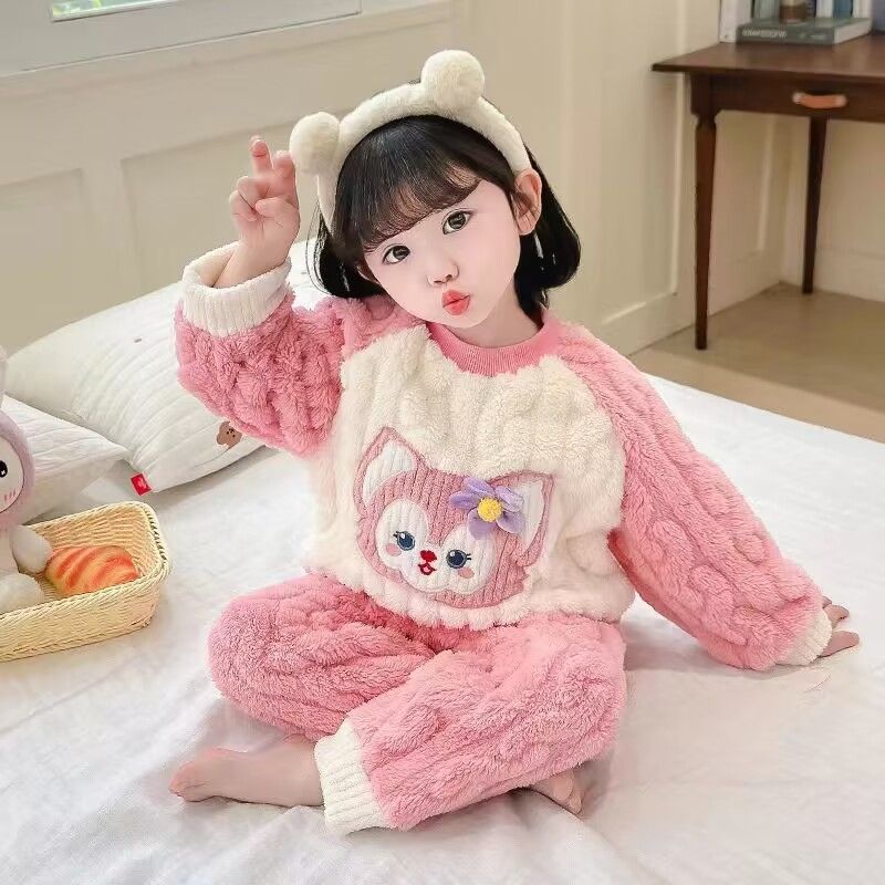 【小扬哥推荐】冬天儿童法兰绒睡衣超萌可爱小女孩洋气家居服秋冬