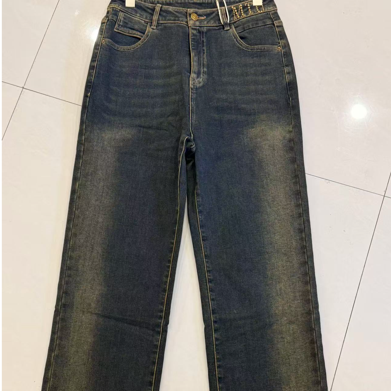 MIU腰带冬款蓝色牛仔裤9200