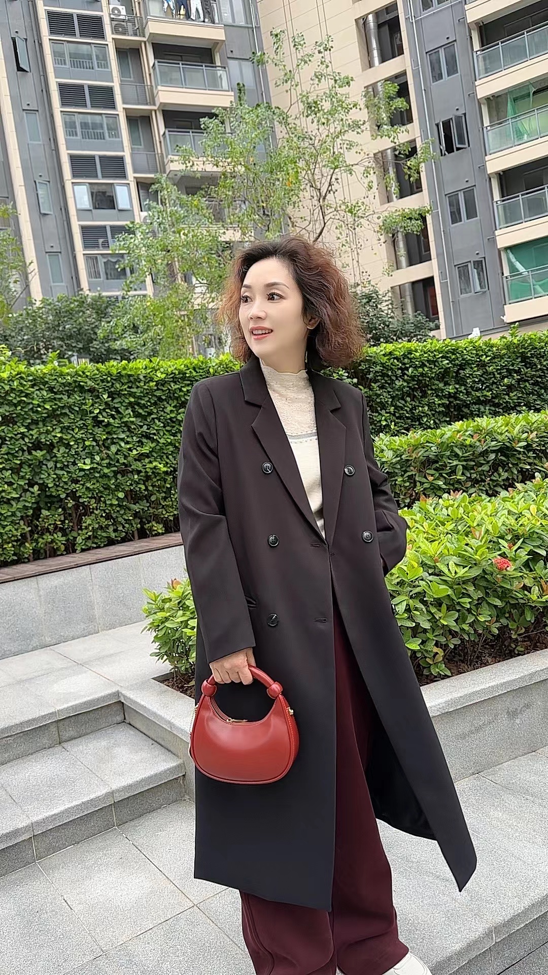 【卿她】长款双排扣西装外套2025春秋新款女时尚气质风衣外套