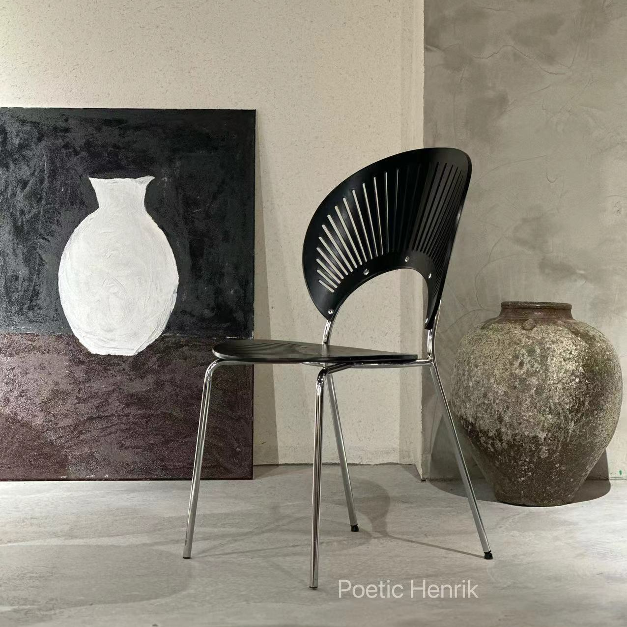 北欧实木贝壳椅餐厅餐椅家用靠背椅复古化妆椅极简设计师款椅子