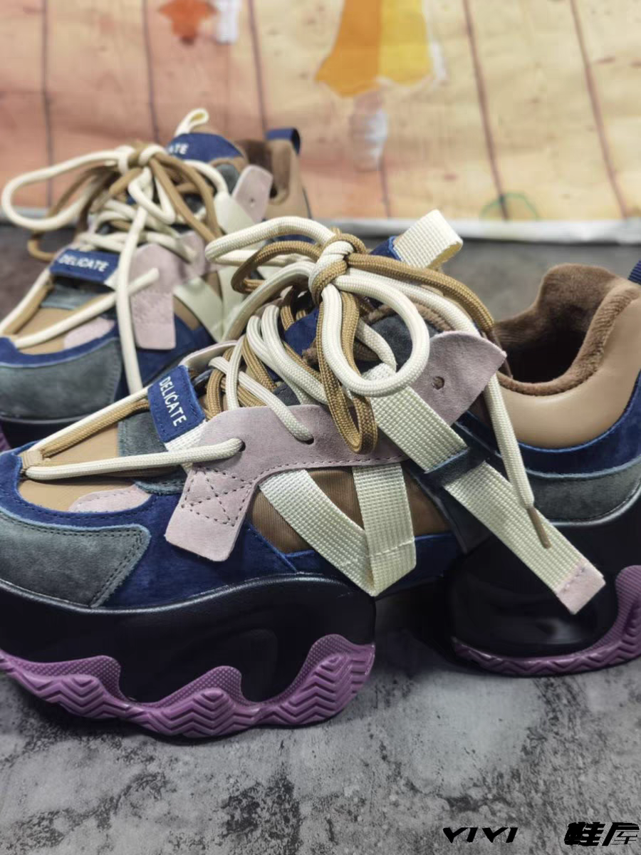 1826春款老爹鞋女松糕厚底系带休闲运动鞋
