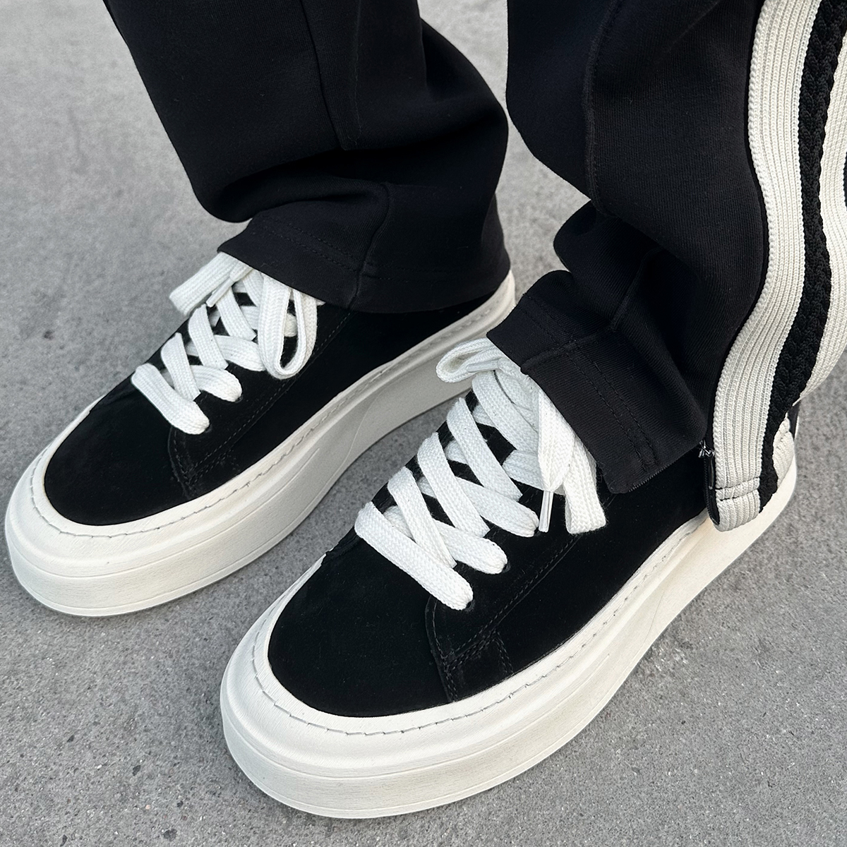 【UNAPS】cleanfit高街头层反绒翻毛皮低帮板鞋男士厚底休闲鞋潮牌