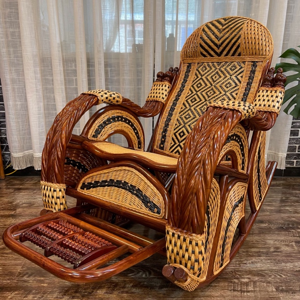 藤缘居花开富贵豪华摇摇椅 藤编椅 阳台椅逍遥椅懒人椅