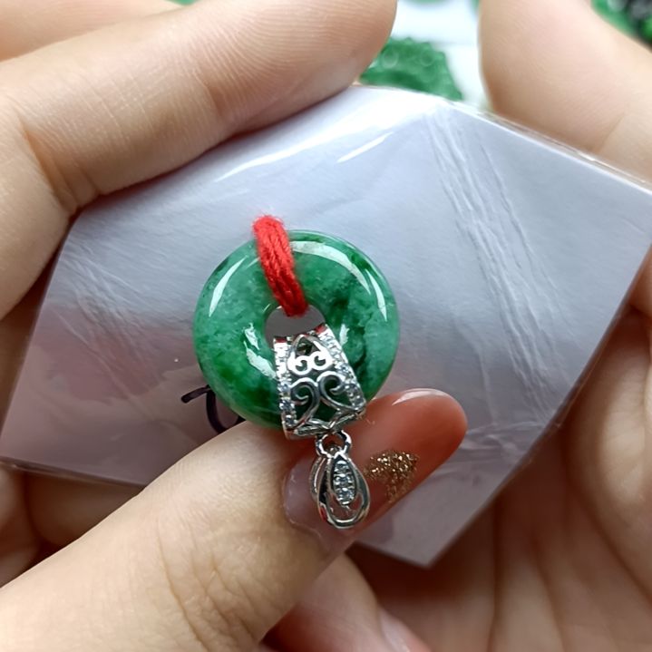 翡翠颈饰银S925镶嵌翡翠成品
