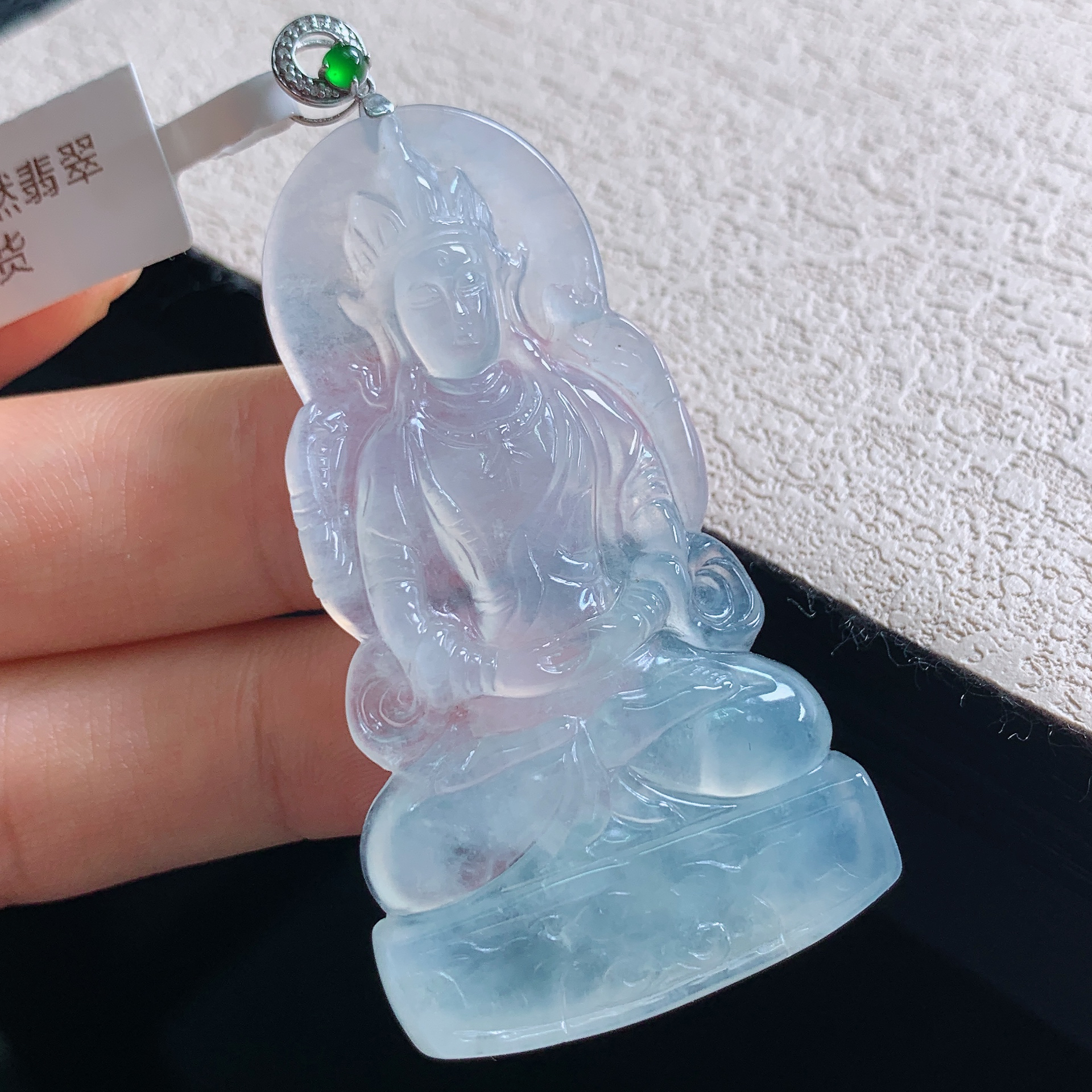 缅甸天然翡翠A货老坑冰种度母观音高品质吊坠玉石玉器珠宝挂件