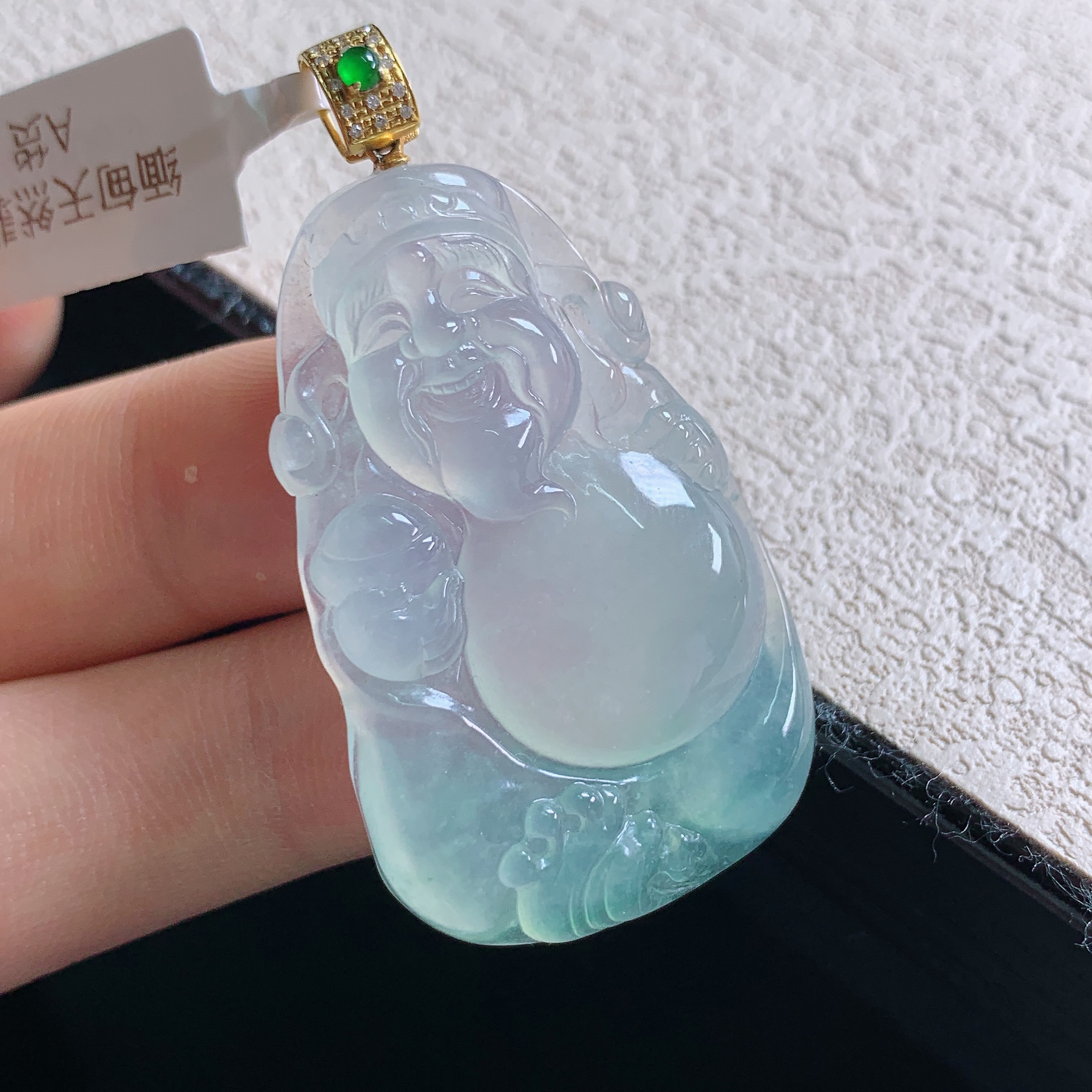 缅甸天然翡翠A货老坑冰种财爷高品质吊坠玉石玉器珠宝挂件