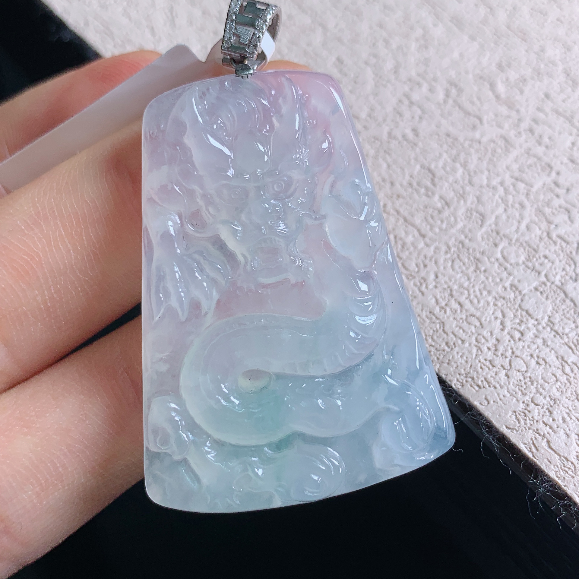 缅甸天然翡翠A货老坑糯冰种龙牌精雕精品高品质精雕珠宝吊坠挂坠