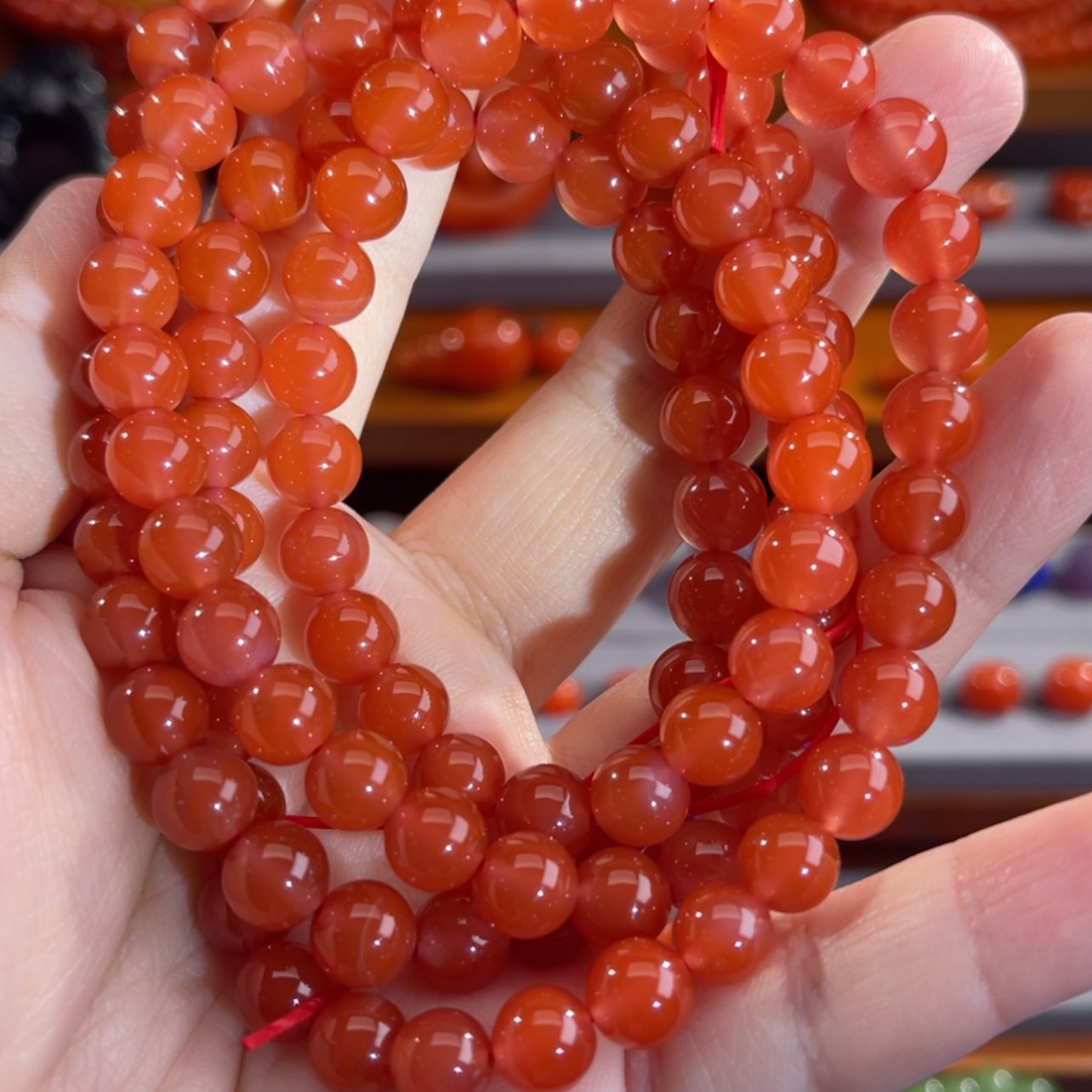 【闪购商品】南红玛瑙大黑洞圆珠多圈 7.9mm未镶嵌