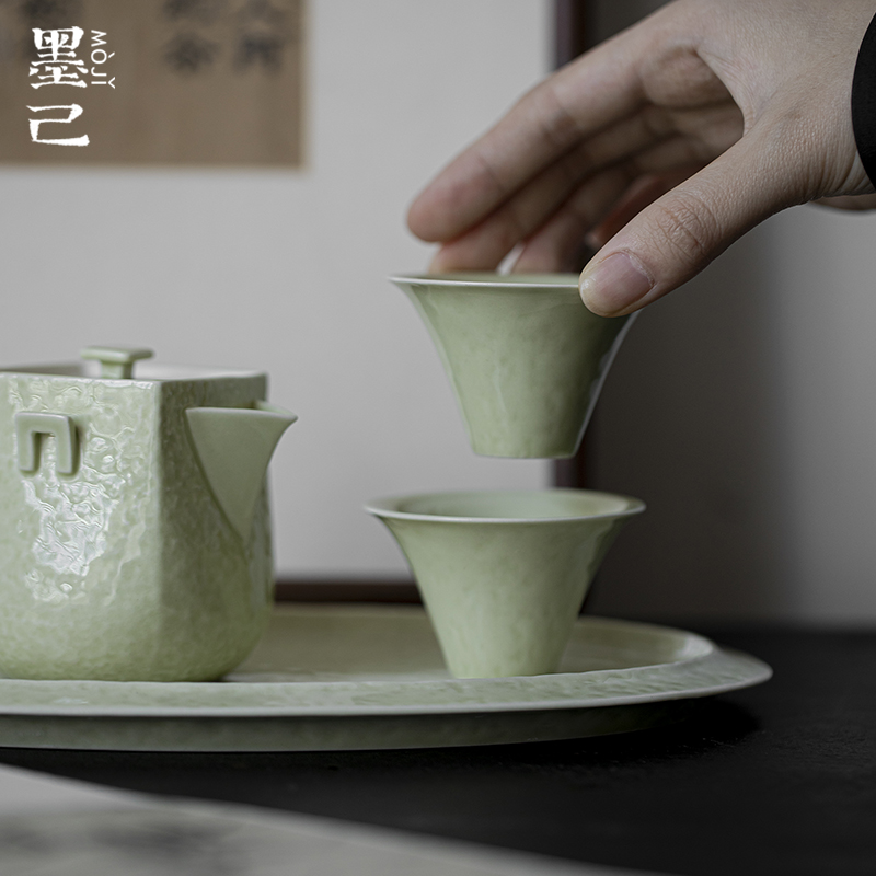 墨己芦苇青-锤纹-念梦茶杯