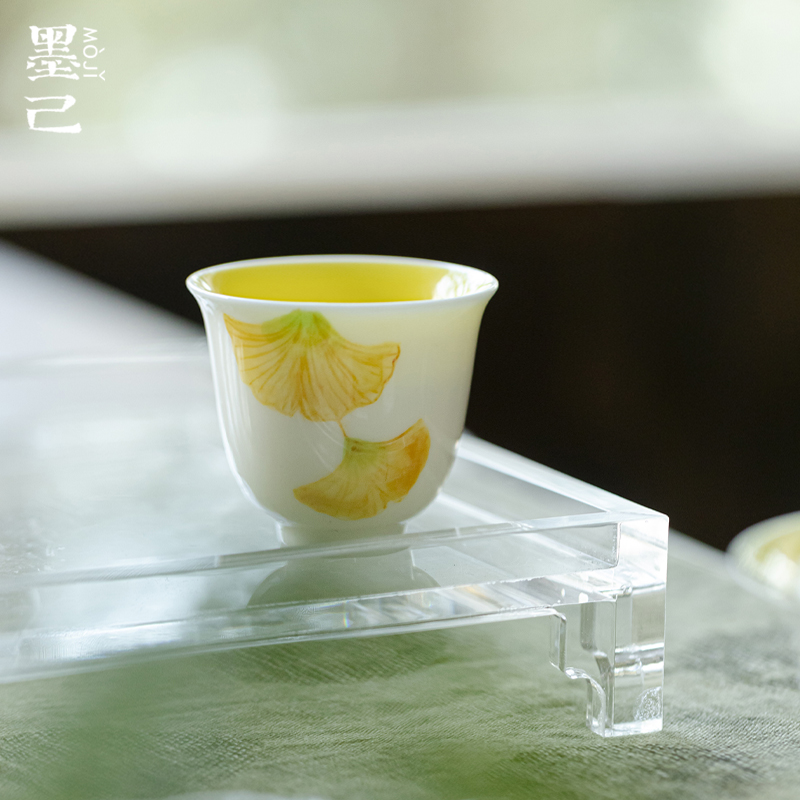墨己 玉泥黄内-银杏-舍予茶杯
