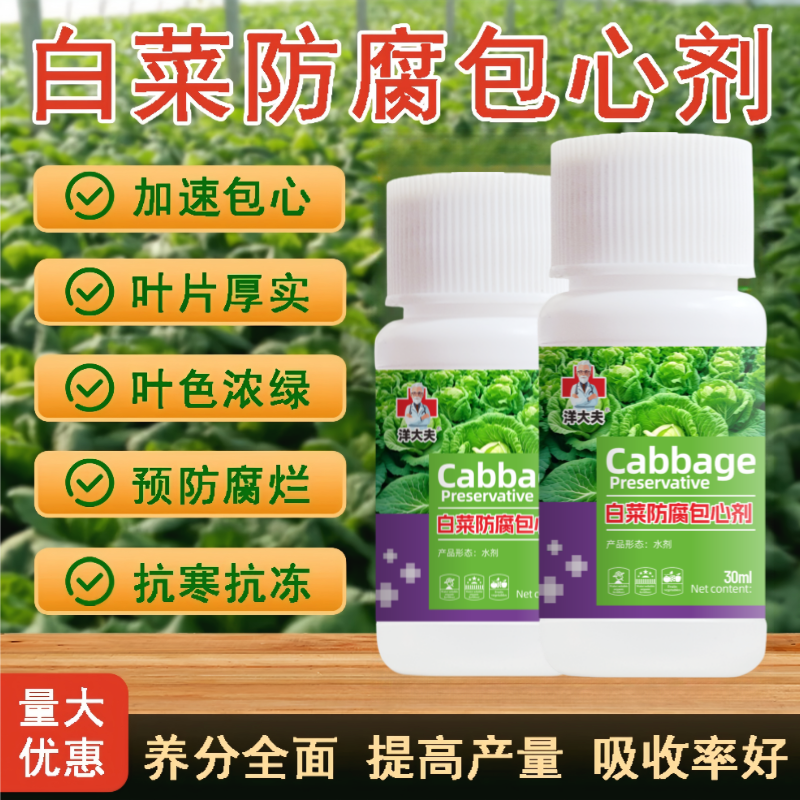 白菜防腐包心剂甘蓝防病速长剂生长剂抗旱抗寒防烂心专用叶面肥料