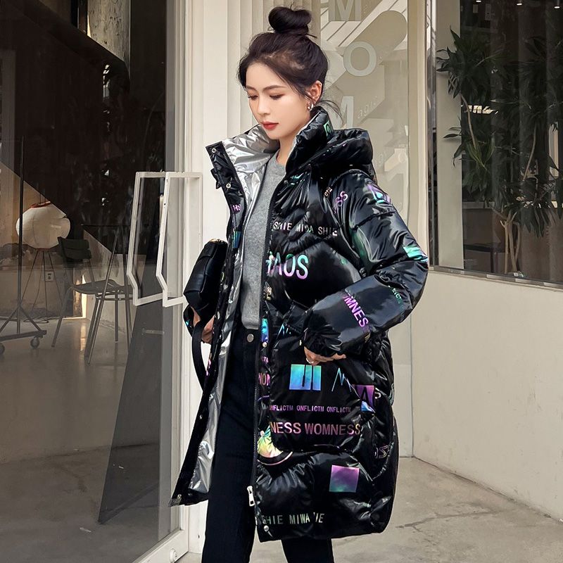 波司豋亮面免洗羽绒服服女中长款2023新款冬季韩版宽松加厚棉衣棉