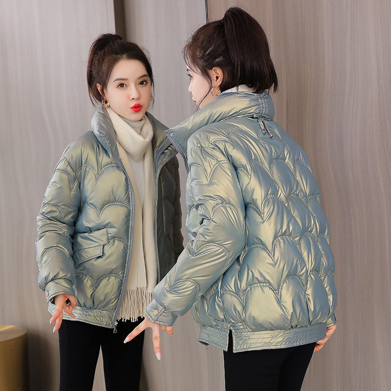 波司豋反季免洗亮面羽绒服服女短款2023年冬新款韩版宽松棉衣小棉