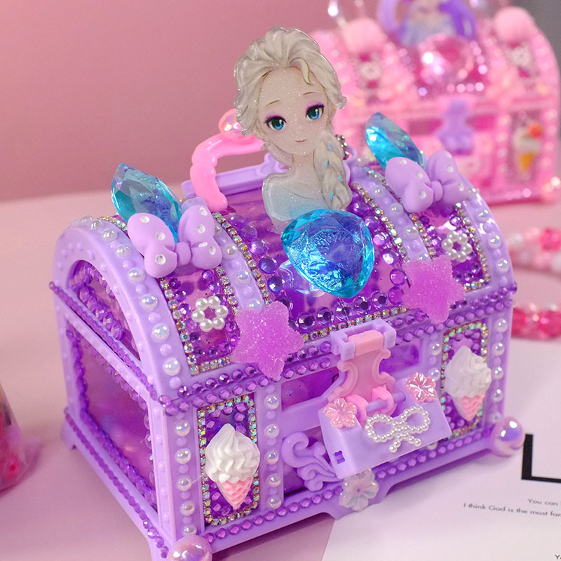儿童diy公主的珠宝箱材料包创意手工粘贴钻石珠宝首饰盒女孩玩具