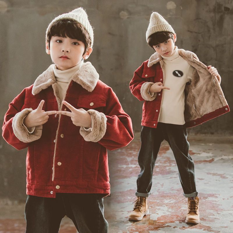 男童加绒外套中大童棉服韩版加厚棉衣儿童洋气冬季男孩冬装