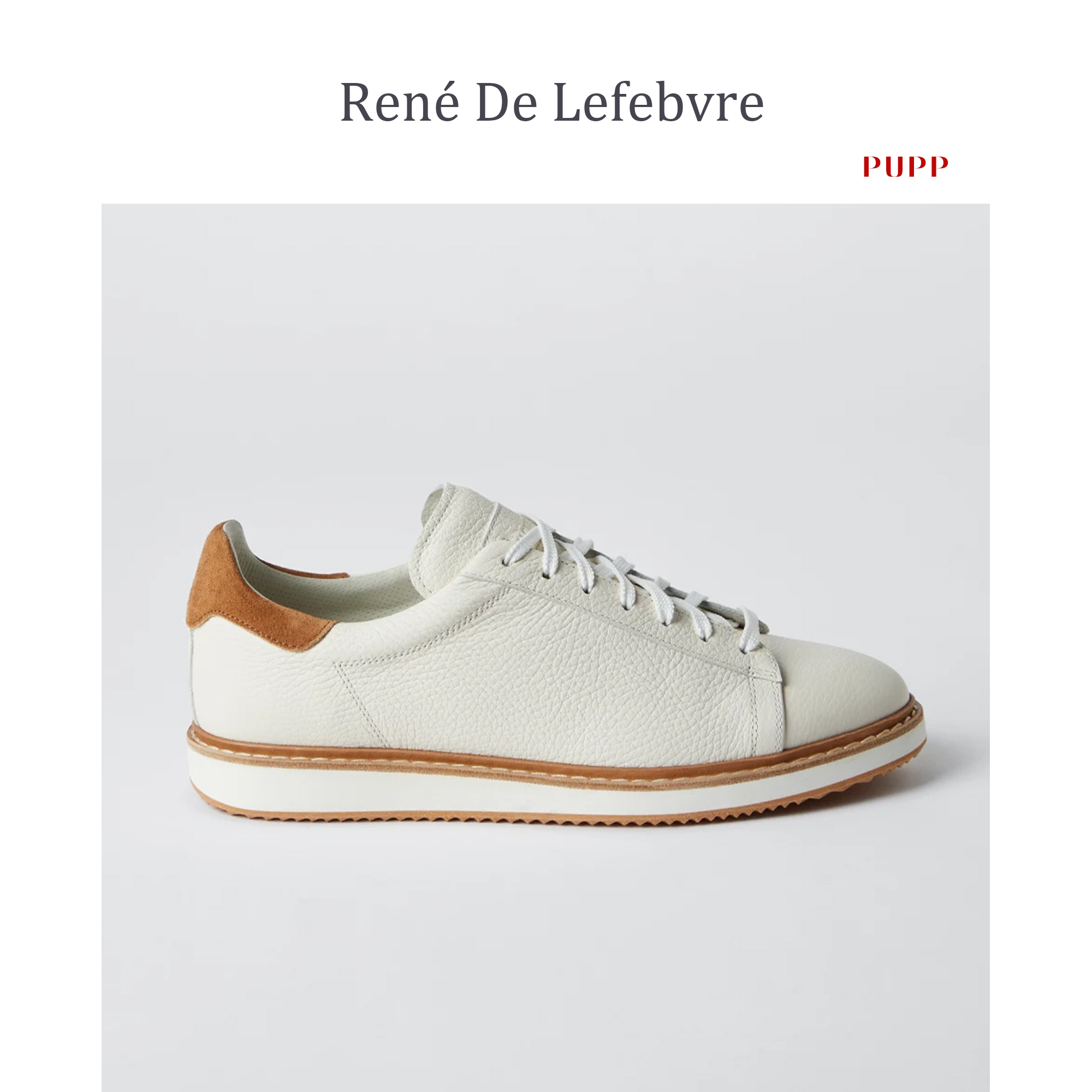 René De Lefebvre男士百搭头层牛皮简约撞色低帮白色休闲运动板鞋