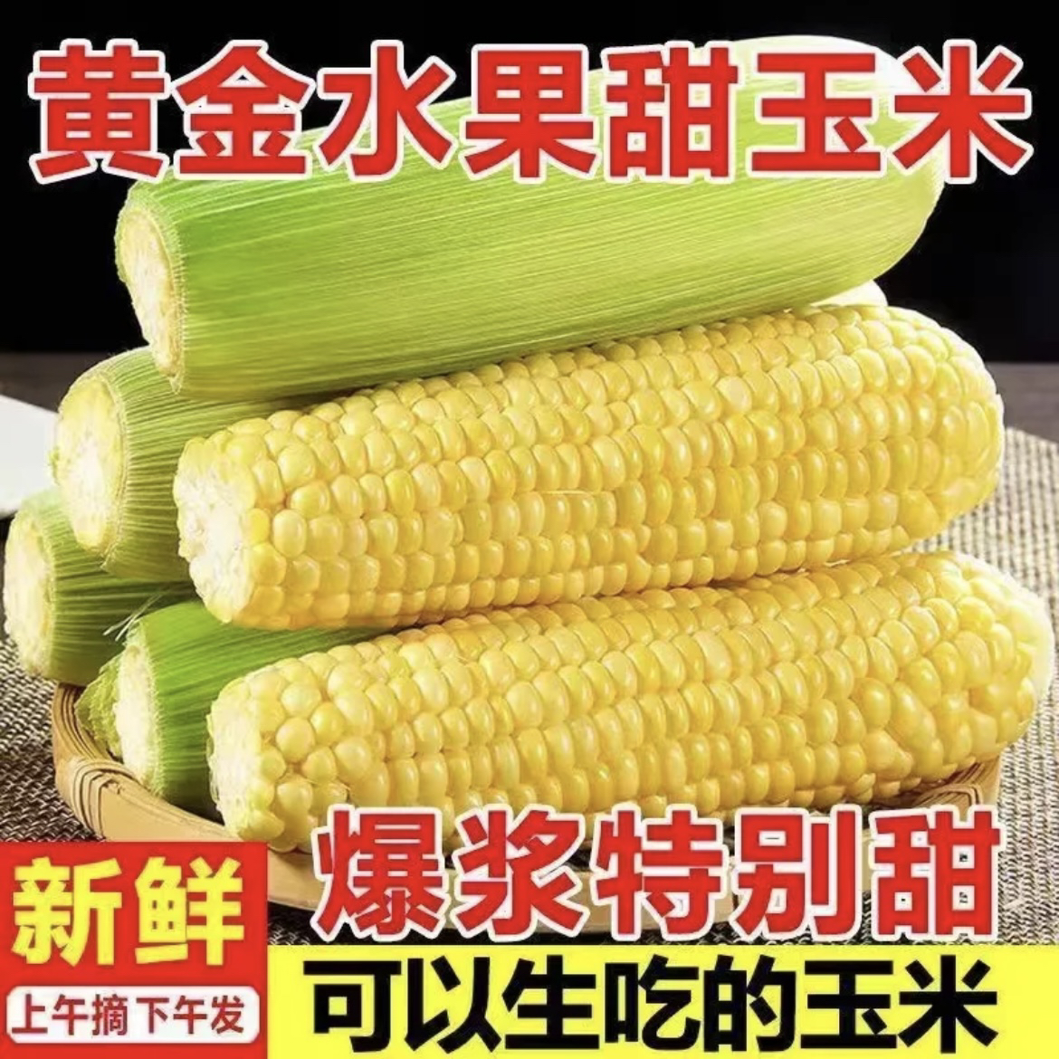 云南新鲜甜玉米黄金水果玉米爆浆粗粮嫩玉米棒现摘苞谷5斤9斤包邮