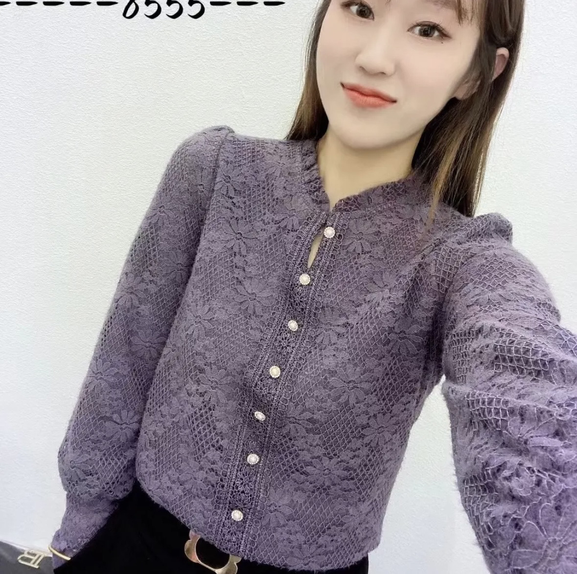 蕾丝花边领上衣2025秋冬新款洋气女打底衫1217