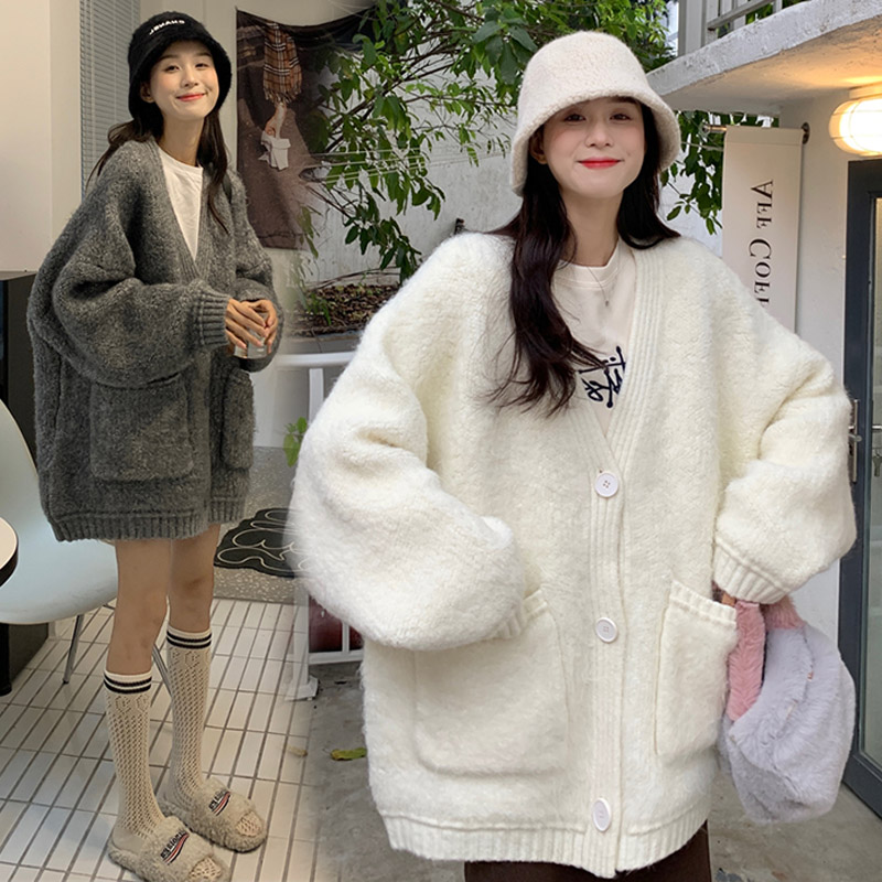加肥大码孕妇开衫毛衣冬季时尚加厚中长款遮肚显瘦针织外套200斤