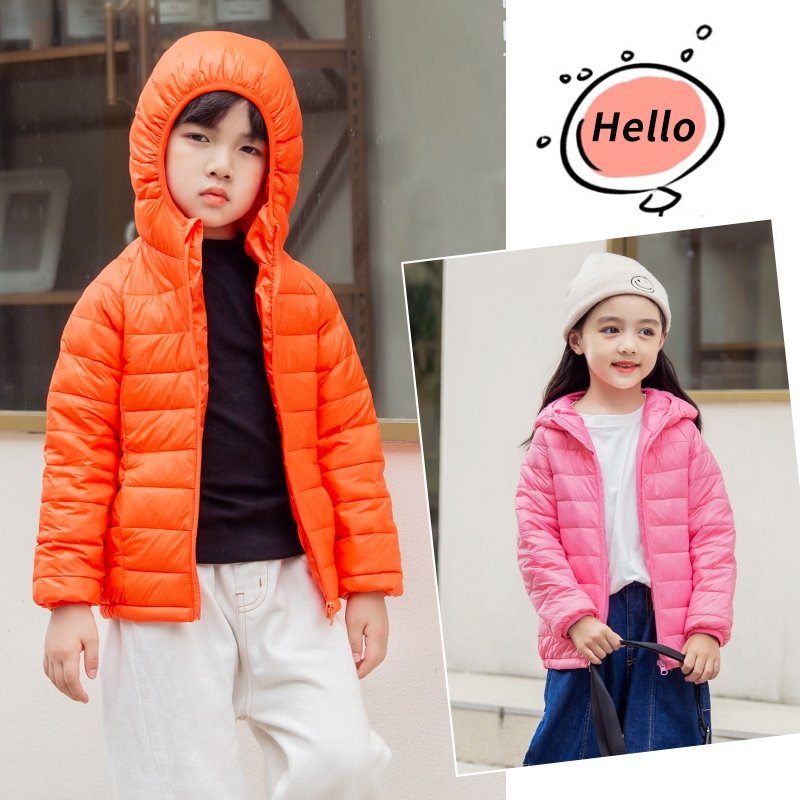 新款儿童羽绒服轻薄款男童女童中大小童宝宝童装外套小孩连帽冬季