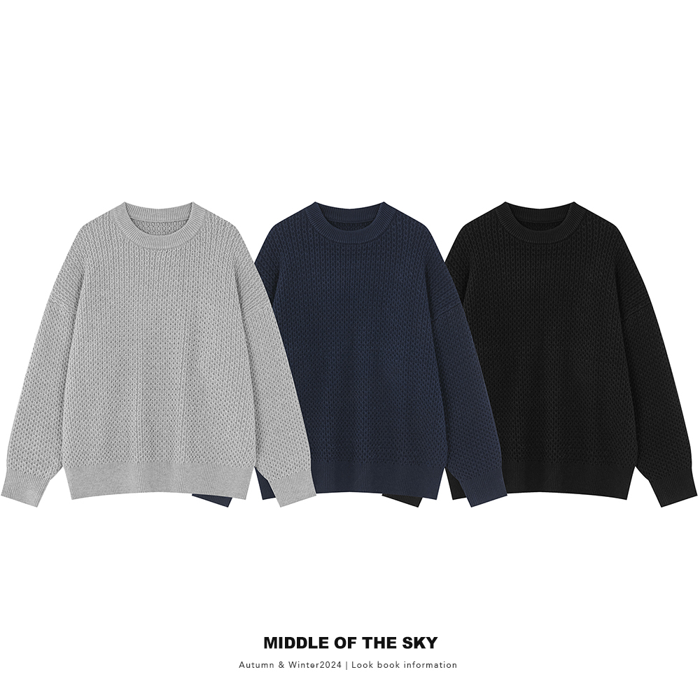 【】MIDDLE OF THE SKY冬季简约宽松百搭休闲保暖圆领毛衣