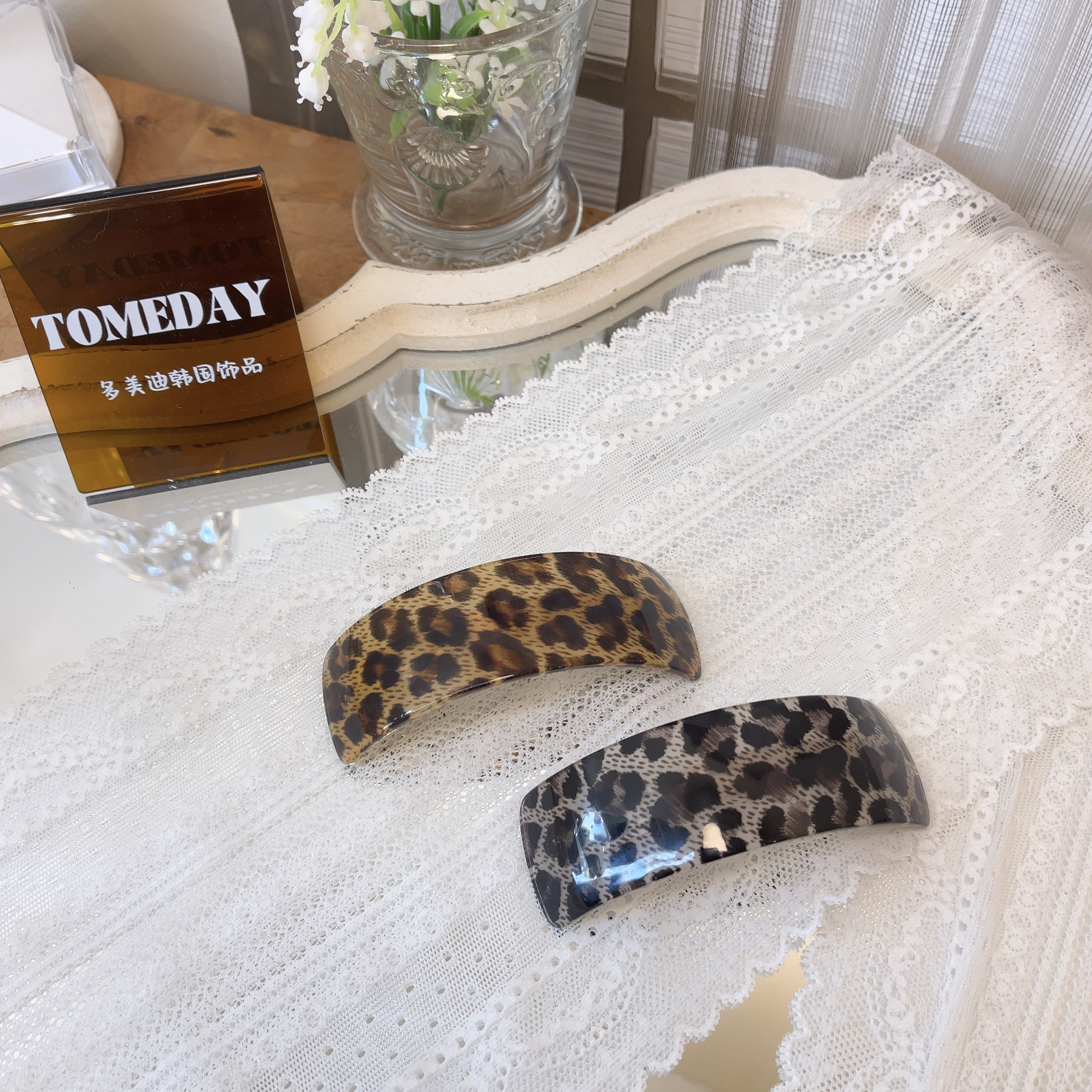 Q979 秋冬经典豹纹ins韩系弧形弹簧夹