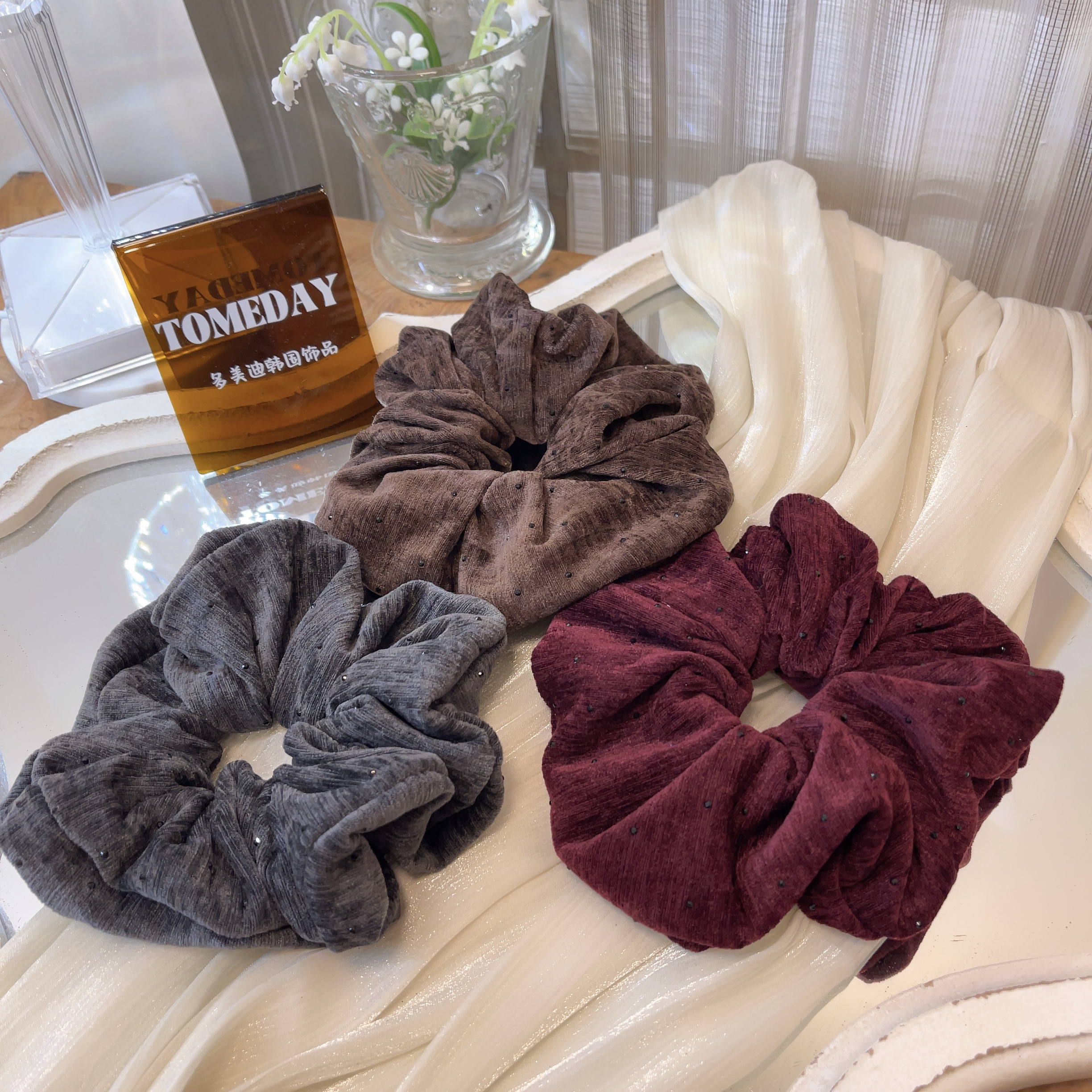 Q034法式复古气质头绳温柔森系扎马尾大肠发圈