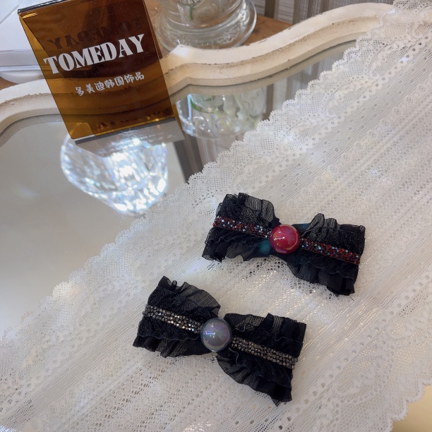 W103韩系精致复古甜美时尚亮面砂糖闪边夹