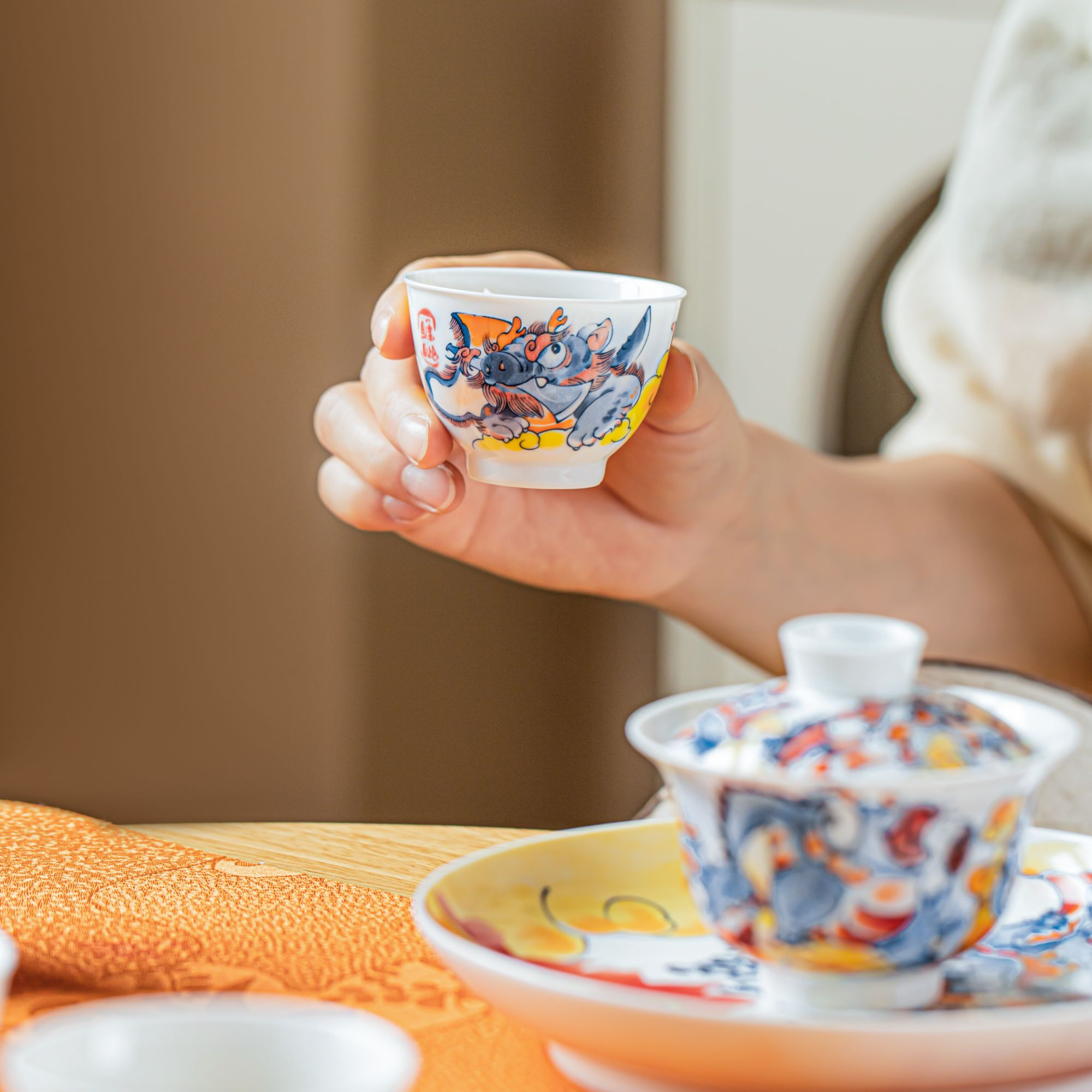 造辞【龙生九子品杯】景德镇国风国潮 龙生九子茶器  原创釉下彩 