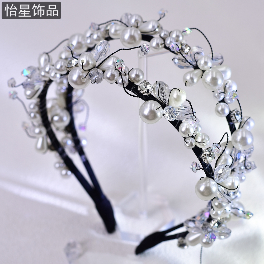 怡星 韩式气质名媛发饰重工优雅时尚头饰串珠轻奢超仙百搭发箍A99