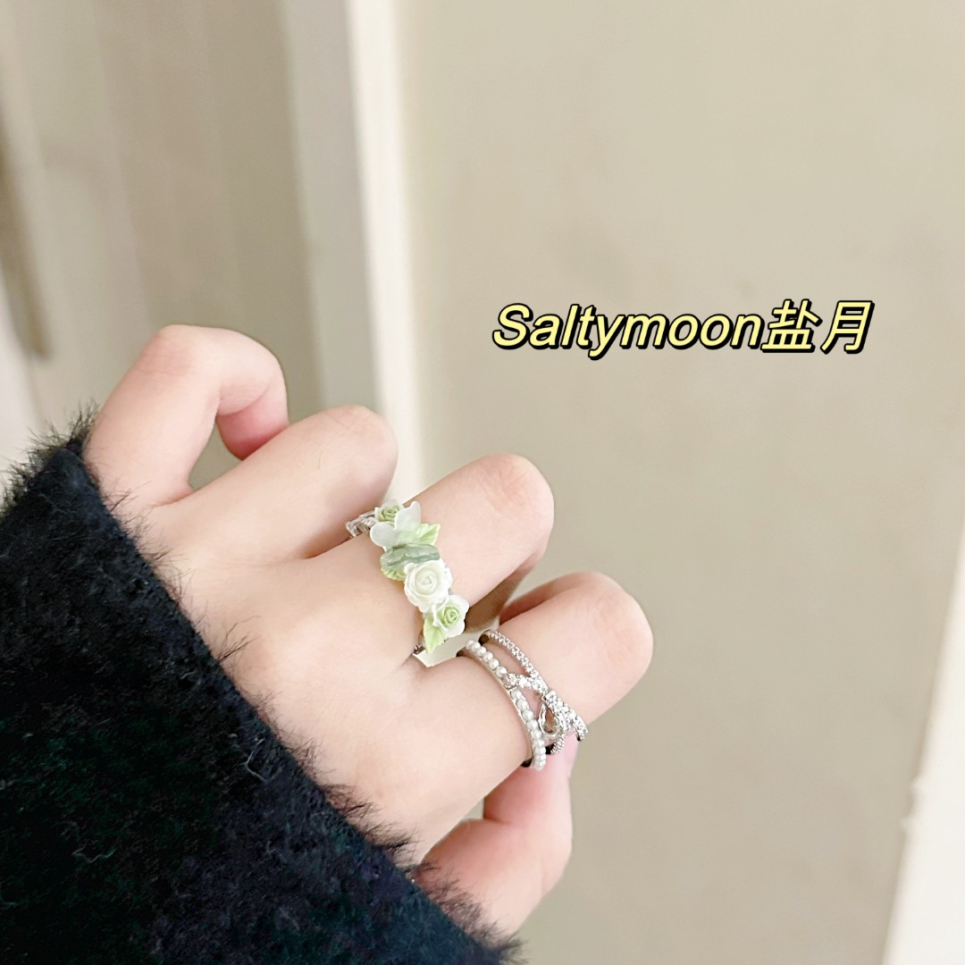 铜合金珐琅戒指 指轻奢气质黑色法式指环金色欧美时尚简约个性