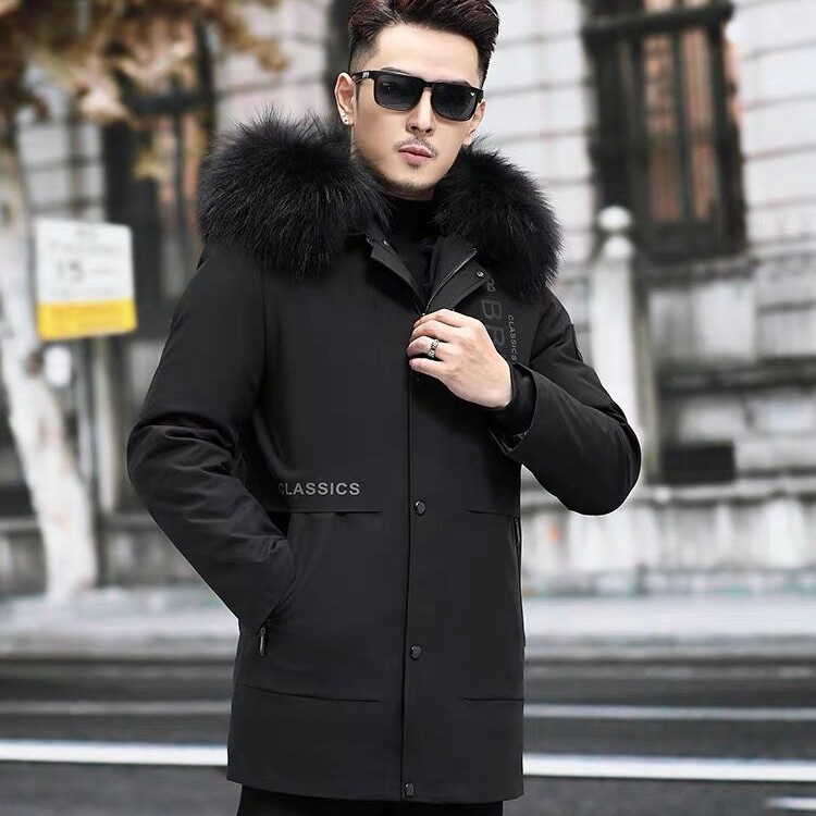 【媛莱服装】男士辛巴款-休闲中长款兔毛派克