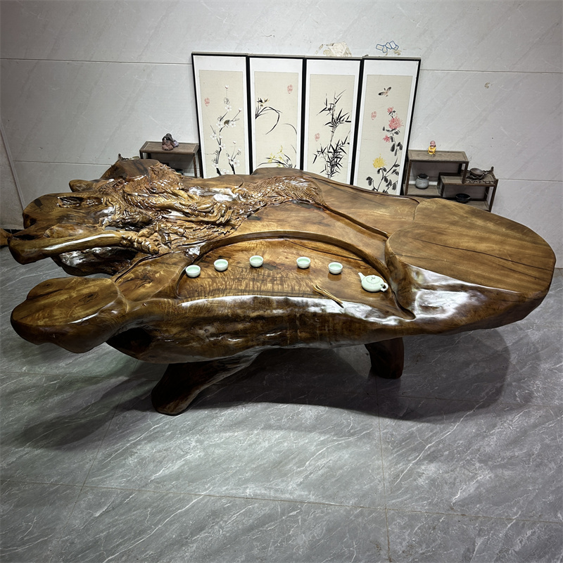 220-120-83-C4474不上楼茶桌根雕茶桌原木家用实木树根茶桌茶几
