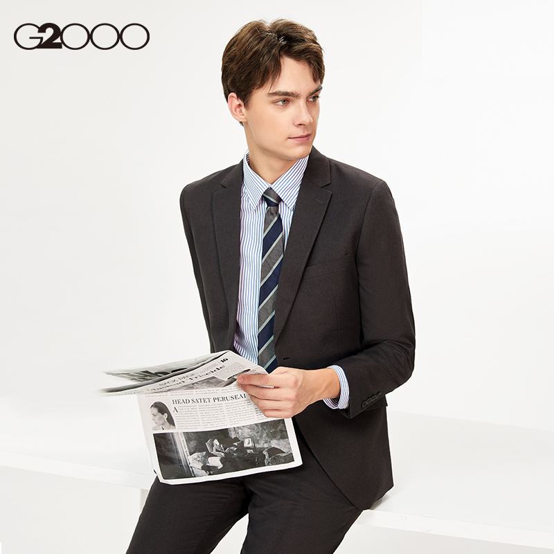 【两粒扣+可机洗】2023新款简约商务休闲西服带绒毛西装男G2000*