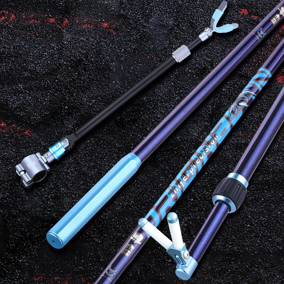 智飞碳素鱼竿大物支架杆架杆炮台振出式折叠前叉配后挂天线