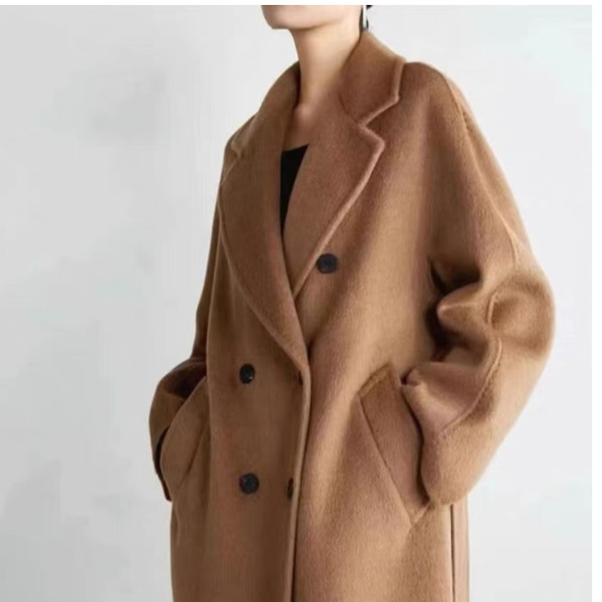 诺哥精选100%骆驼绒风琴口袋经典801Max高端双面骆驼绒长款大衣