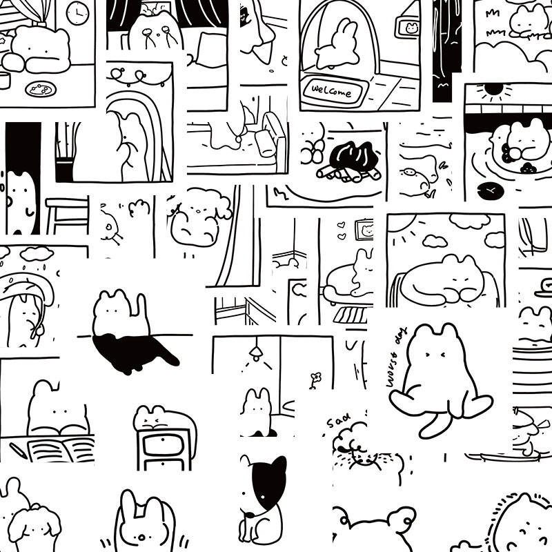 40张原创简笔画可爱卡通贴纸ins高颜值爆款行李箱笔记本电脑贴画