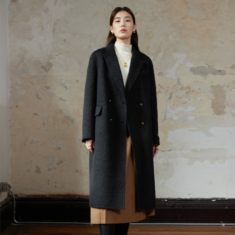 独束大码女【黑标】经典羊驼双面呢大衣冬羊大衣女23DS84059