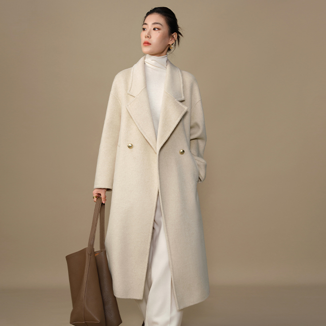独束微胖大码女装羊驼宽松显瘦双面呢大衣呢外套24DS84178