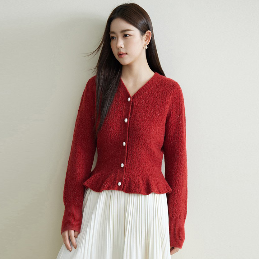 独束微胖MM大码女装冬季百搭显瘦V领毛针织衫23DS84560