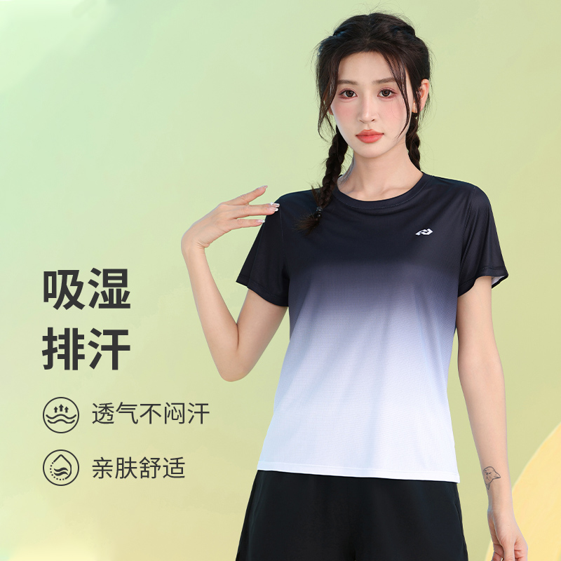 运动健身服女夏季新款圆领透气修身显瘦户外运动跑步T恤