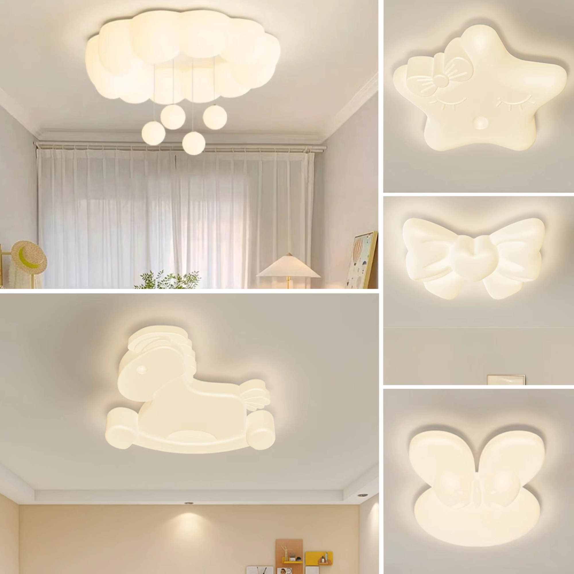 新款奶油风儿童房全光谱护眼吸顶灯简约女孩房间灯主卧室吸顶灯