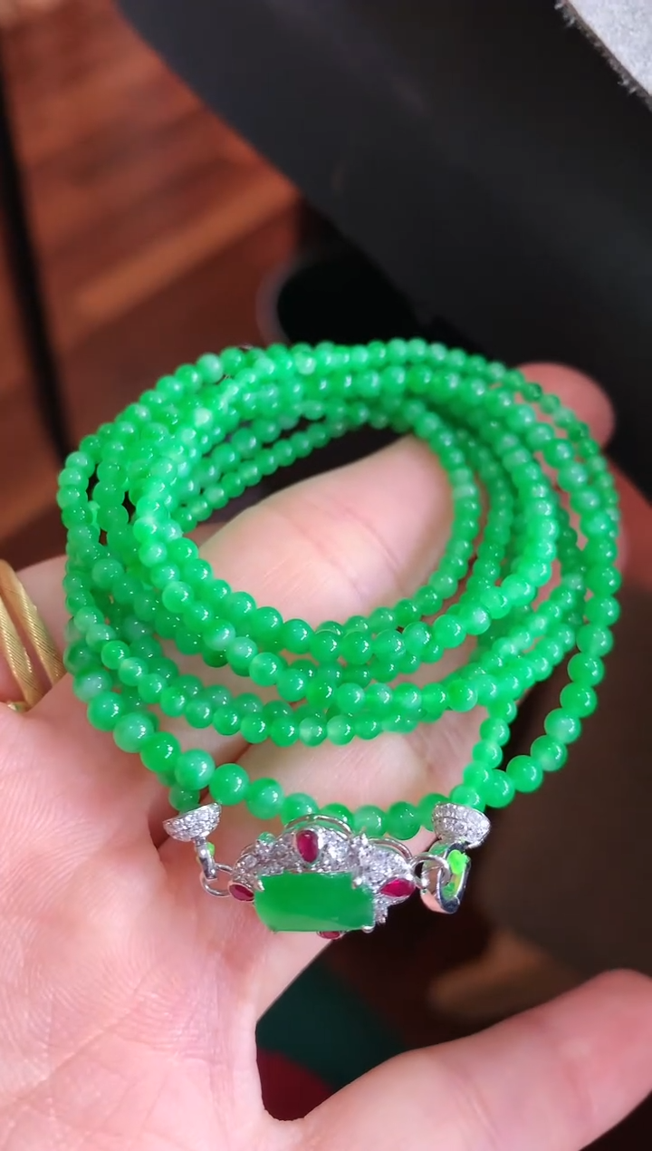 【闪购商品】翡翠颈饰18K金镶嵌珠串