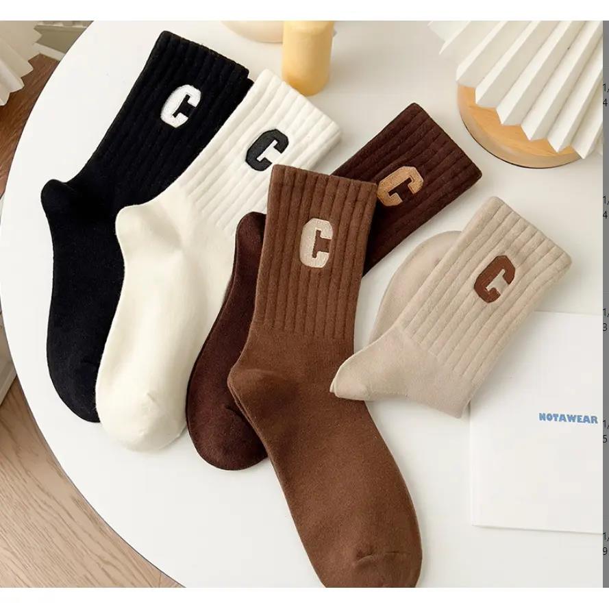 新人【0.01首单】搭配鲨鱼裤袜子女网红爆款字母C韩版中长筒ins潮