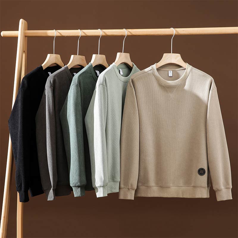 25秋冬新款老虎标贴布国潮情侣圆领百搭宽松纯色长袖男士男款2360