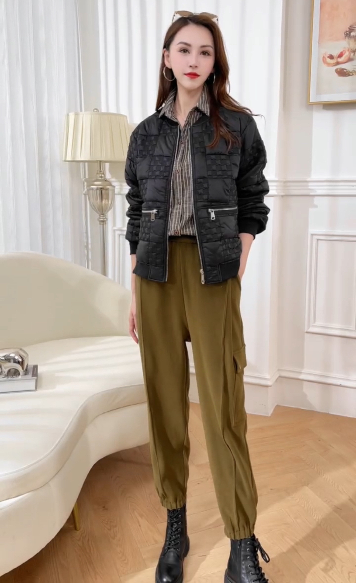 K13秋冬绒毛感时尚保暖女裤，欧派美拉德色系设计师系列